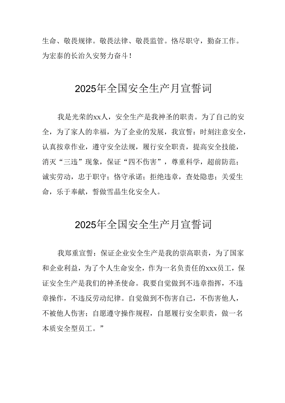 2025年安全生产月动员会宣誓词 （9份）.docx_第3页