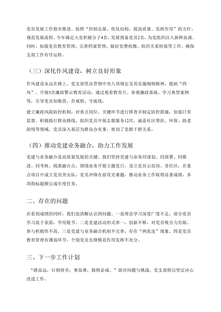 1.党支部党建工作总结及下一步工作计划（精选）.docx_第2页