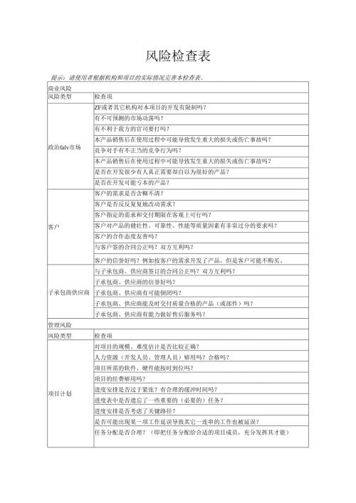 附录E-1 风险检查表.docx