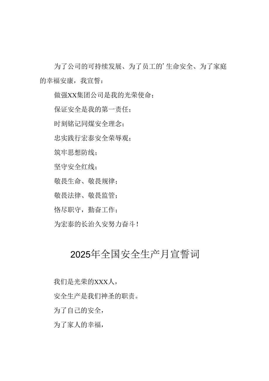 2025年《安全生产月》动员会宣誓词 汇编4份.docx_第2页