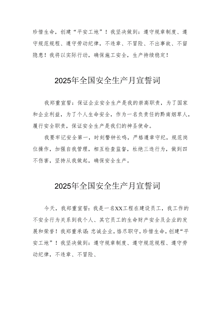 2025年全国安全生产月动员会宣誓词 （合计9份）.docx_第3页