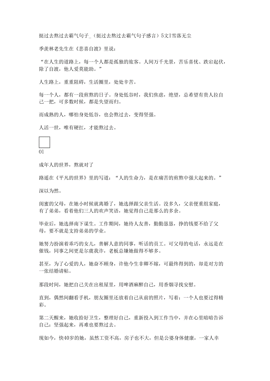 挺过去熬过去霸气句子_(挺过去熬过去霸气句子感言).docx_第1页