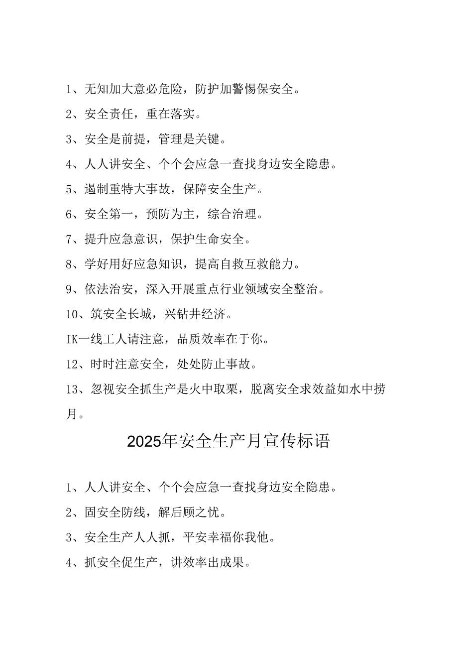 2025年全国《安全生产月》活动宣传标语 汇编5份.docx_第2页