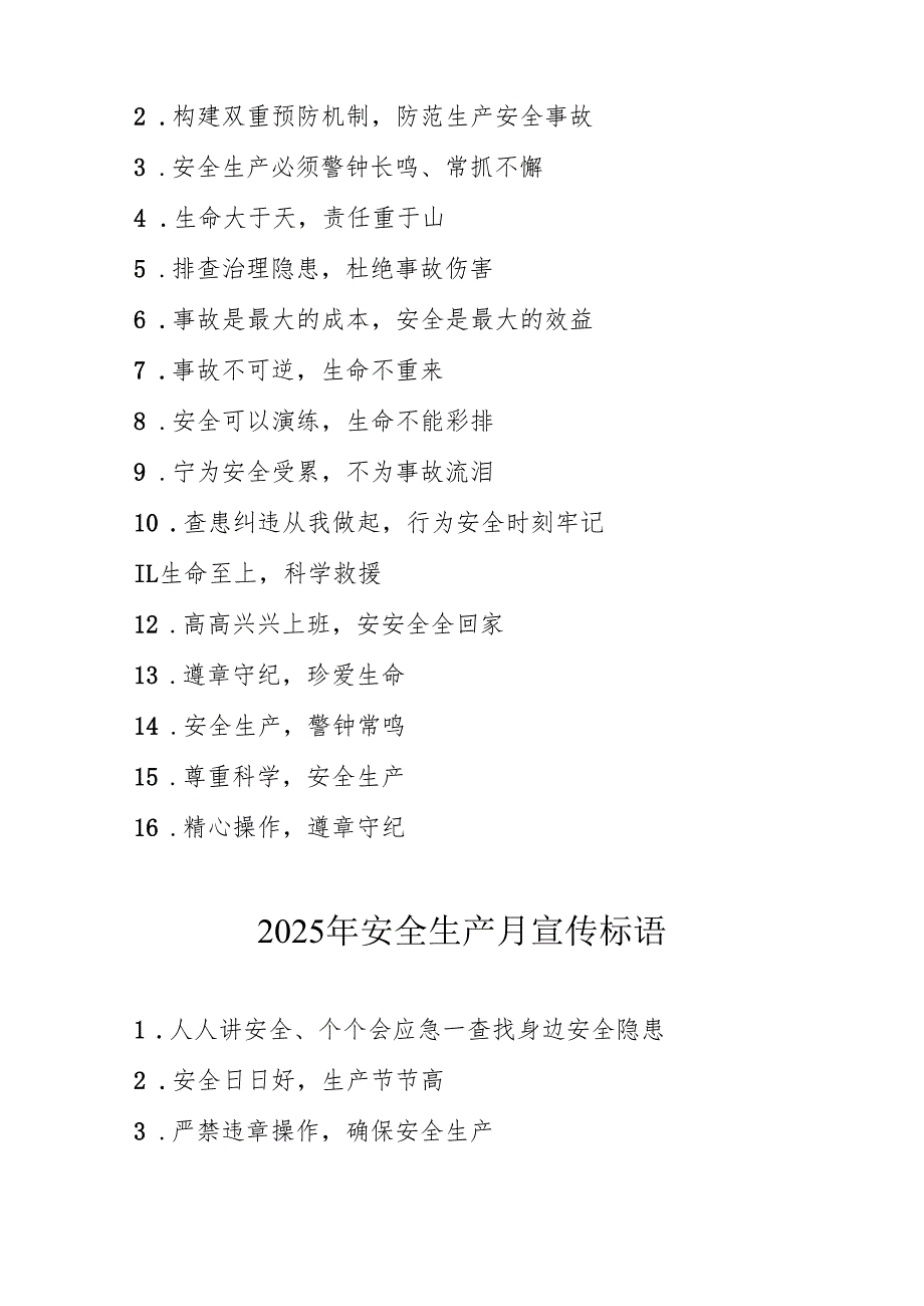 2025年全国《安全生产月》活动宣传标语 （5份）_95.docx_第2页