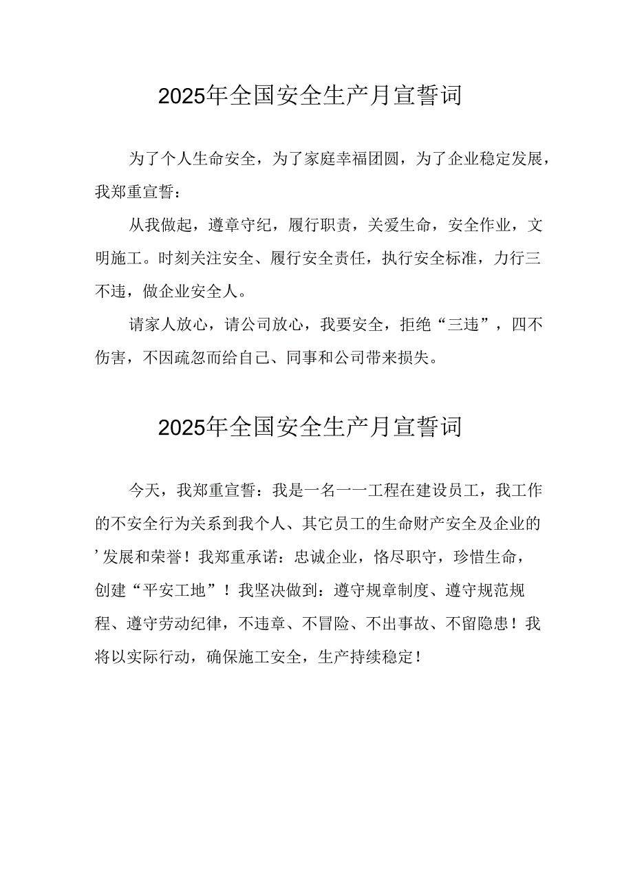 2025年全国《安全生产月》动员会宣誓词.docx_第1页