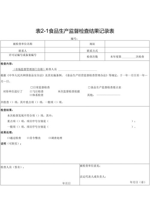 食品生产监督检查结果记录表.docx