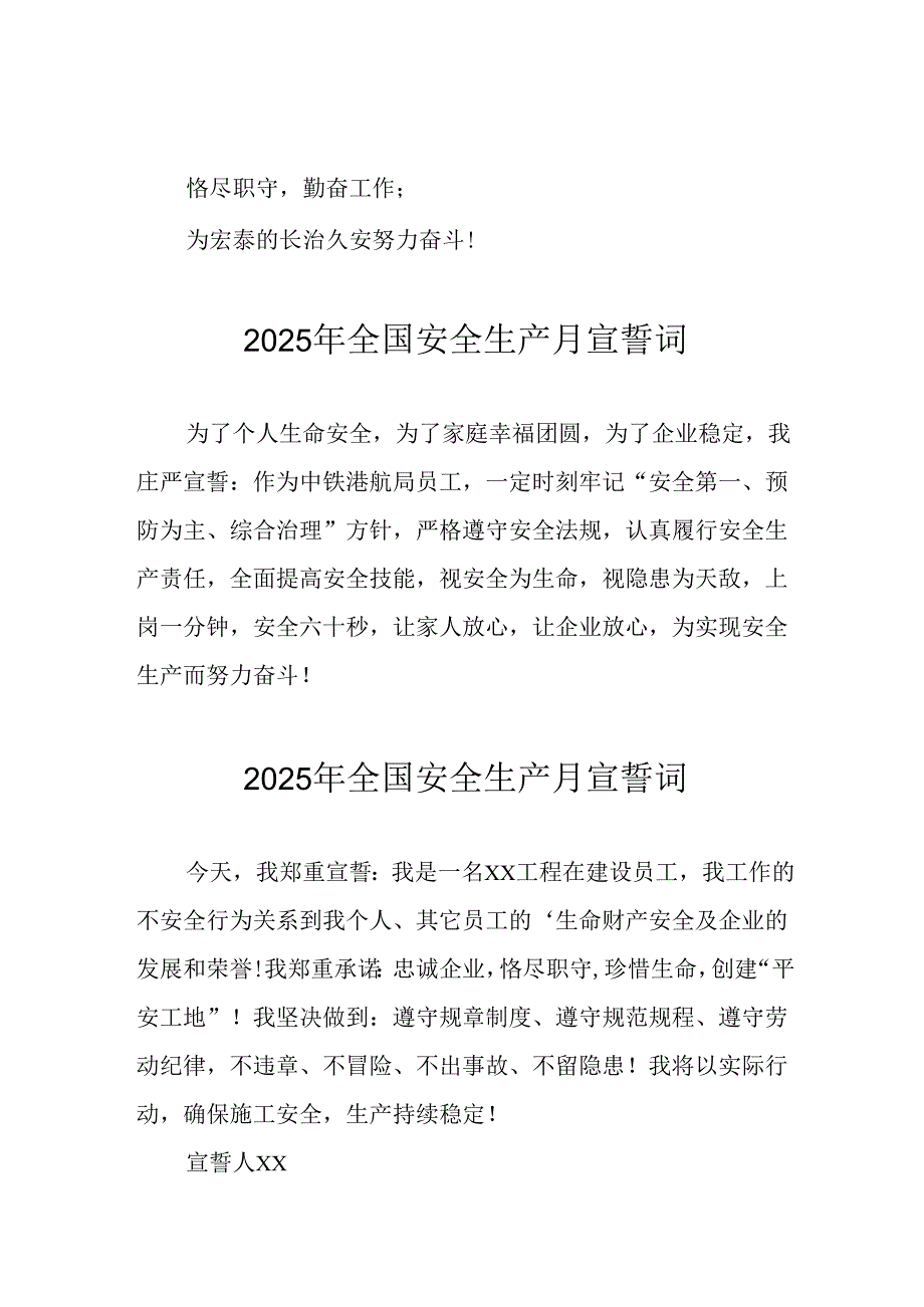2025年全国安全生产月个人宣誓词 汇编9份.docx_第2页