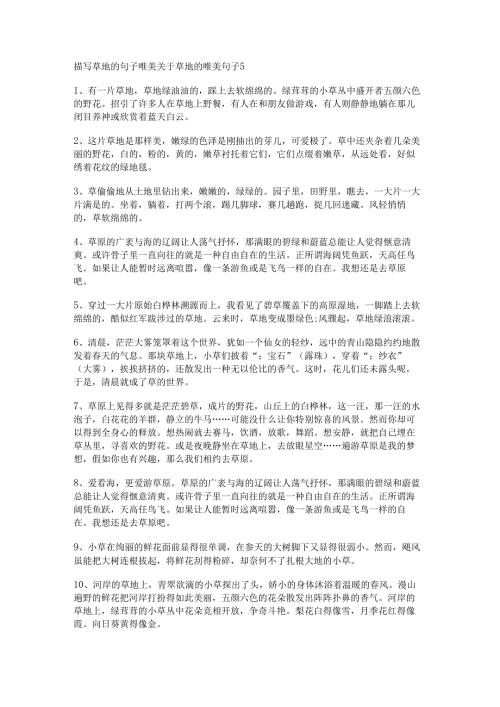 描写草地的句子唯美 关于草地的唯美句子.docx