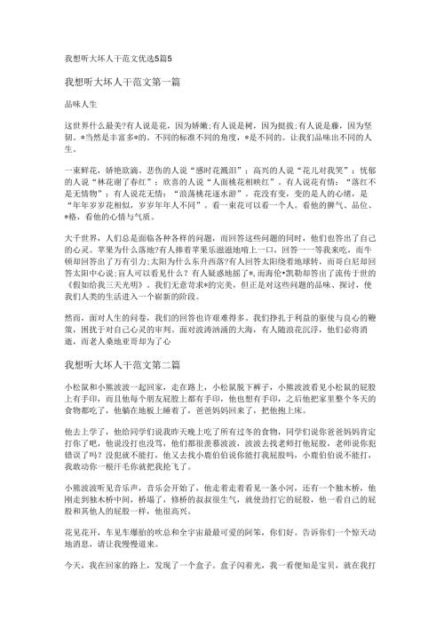 我想听大坏人干范文优选5篇.docx