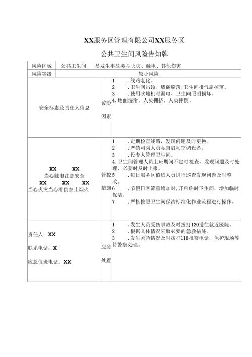 XX服务区管理有限公司XX服务区公共卫生间风险告知牌（2025年）.docx