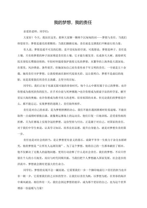 我的梦想我的责任演讲稿.docx