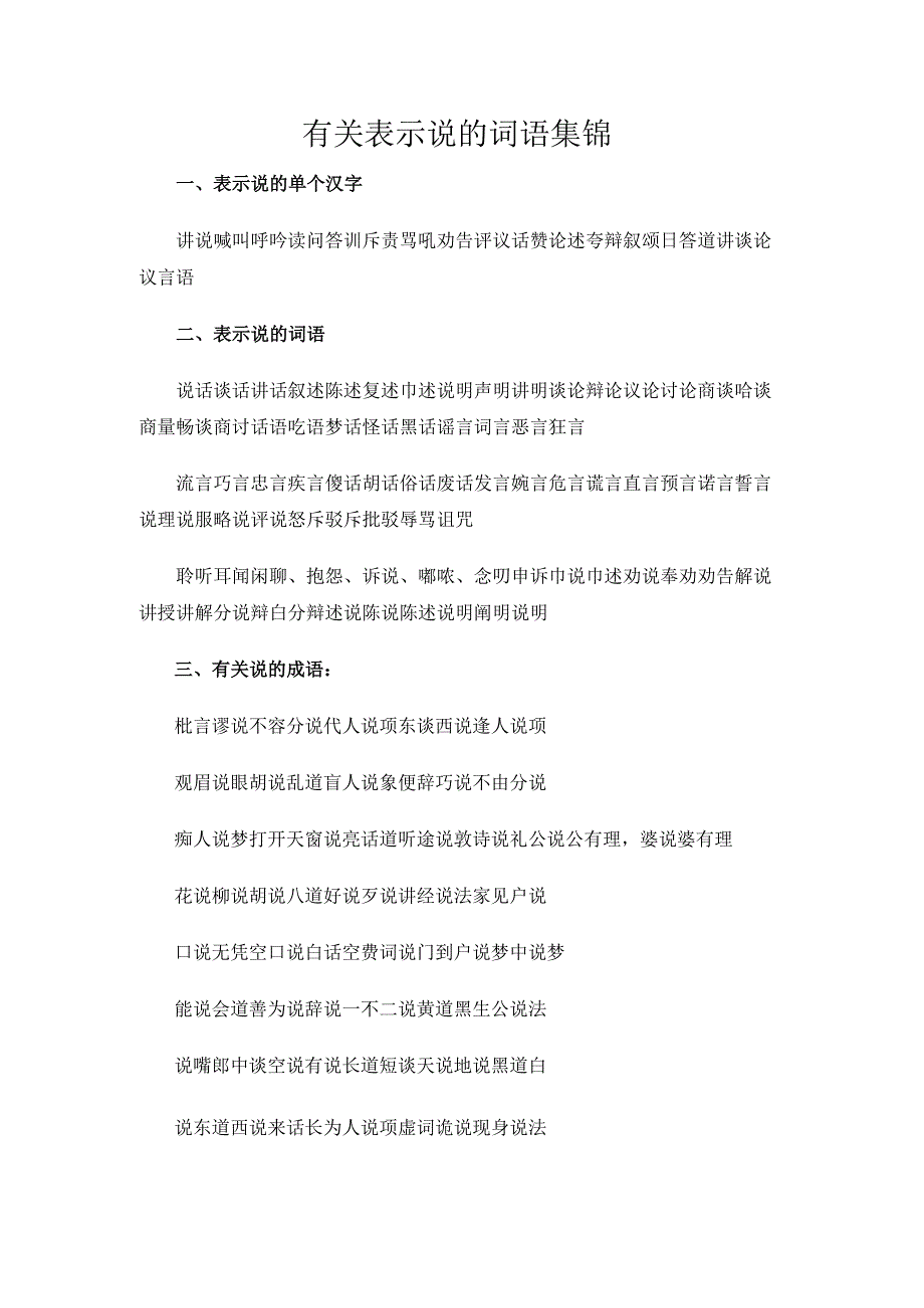 有关表示说的词语集锦.docx_第1页