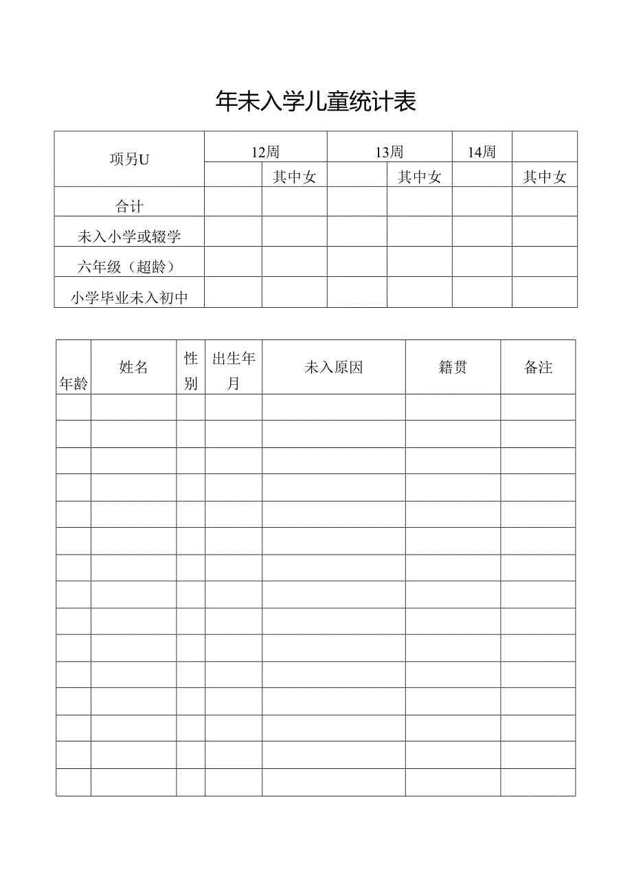 年未入学儿童统计表.docx_第1页
