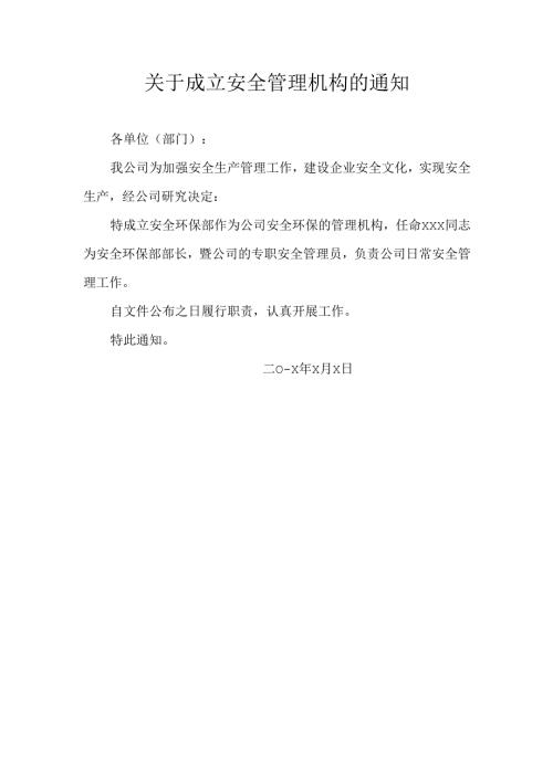 关于成立安全管理机构的通知.docx
