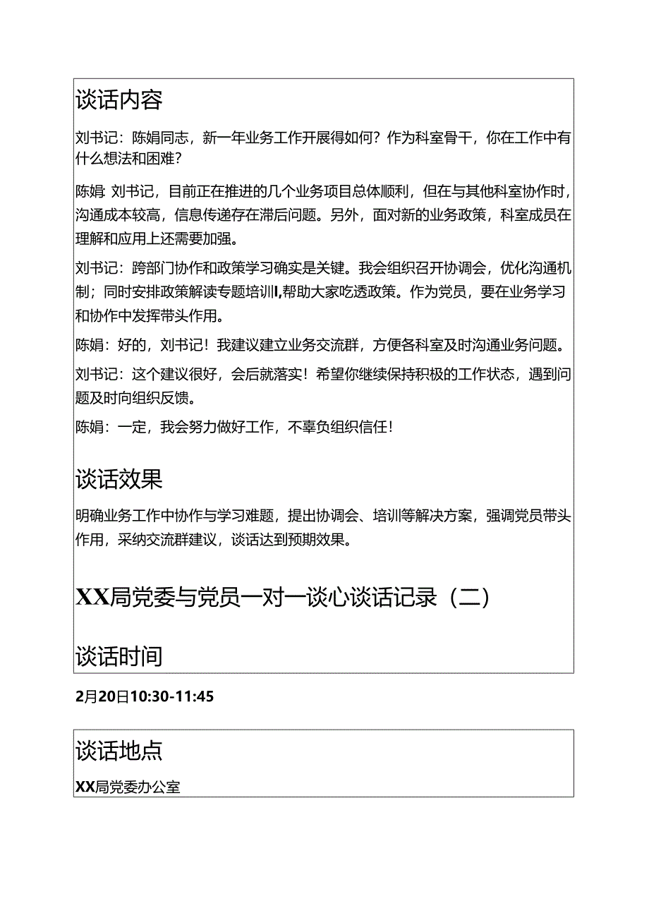 关于党委与党员一对一谈心谈话记录精选8篇合辑.docx_第2页