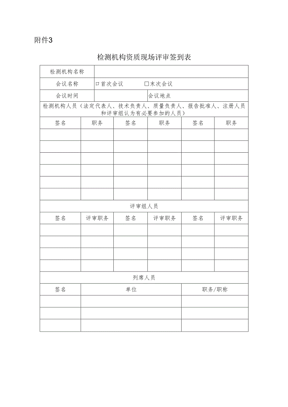 黑龙江省建设工程质量检测机构资质现场评审签到表.docx_第1页