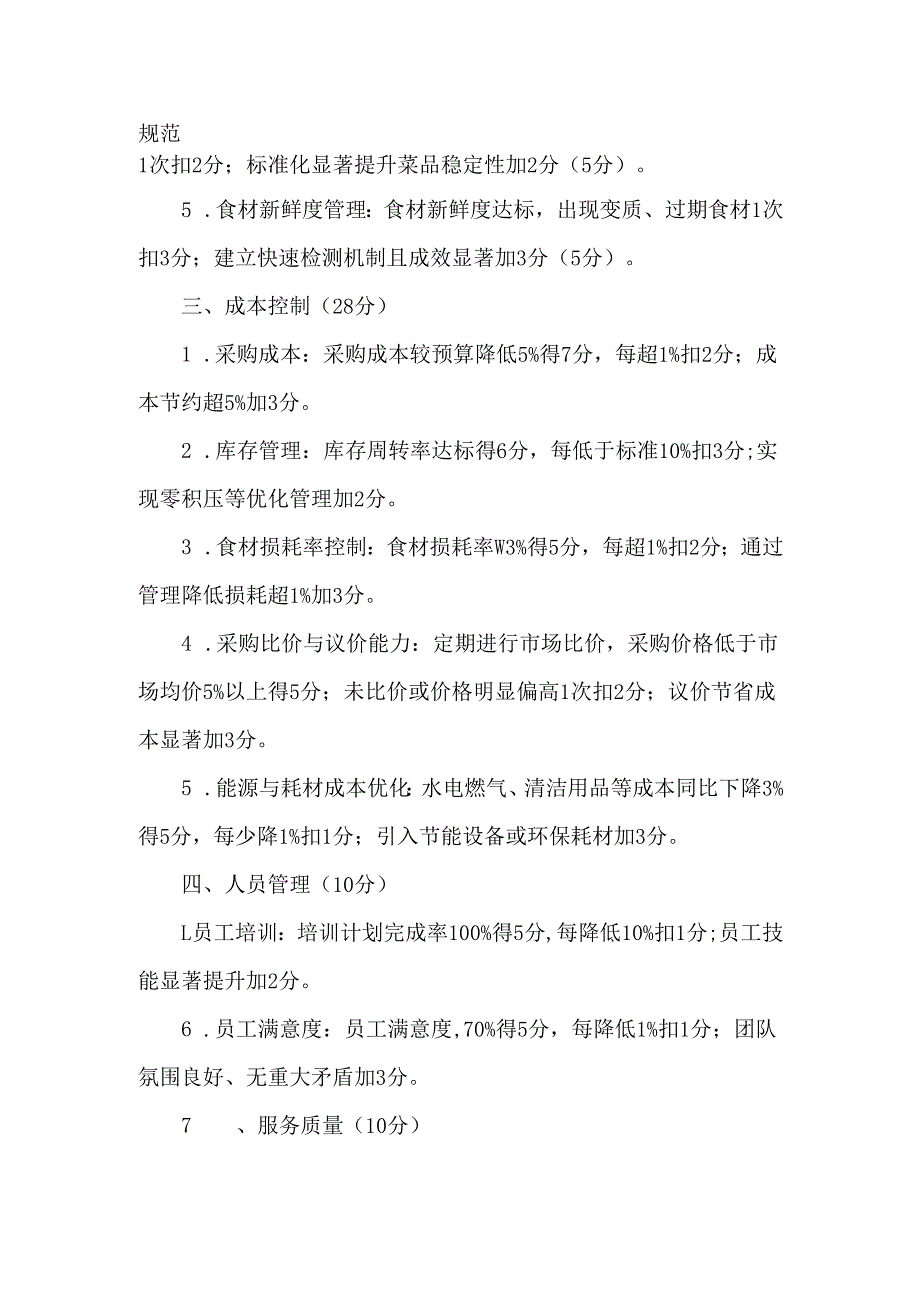 食堂餐厅经理绩效考核评分细则.docx_第2页