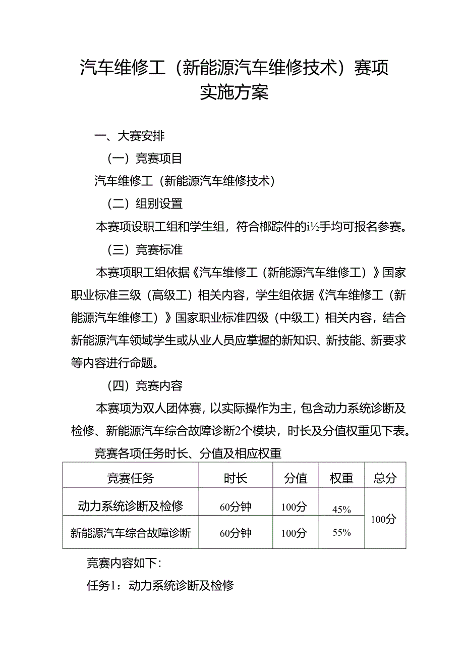 重庆市第三届汽车服务业职业技能竞赛汽车维修工（新能源汽车维修技术）赛项实施方案.docx_第1页