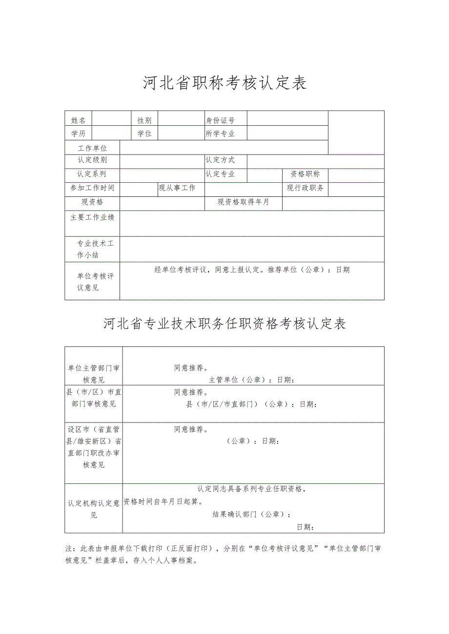 河北省职称考核认定表.docx_第1页