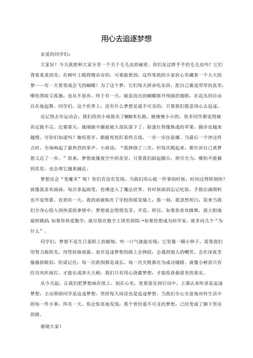 用心去追逐梦想--演讲稿.docx