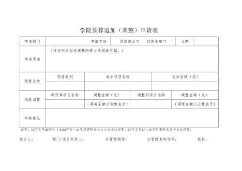 学院预算追加（调整）申请表.docx