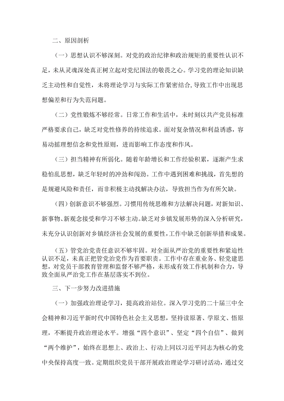 乡镇党支部书记2025年组织生活会“四个带头”对照检查材料与市委组织部常务副部长对照个人检视剖析材料【含：典型案例剖析】2篇文.docx_第3页