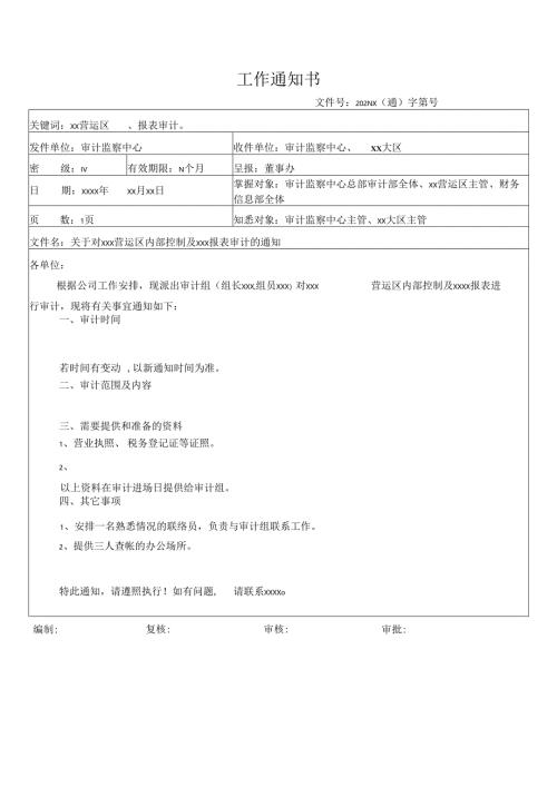 关于对门店报表审计的工作通知书.docx