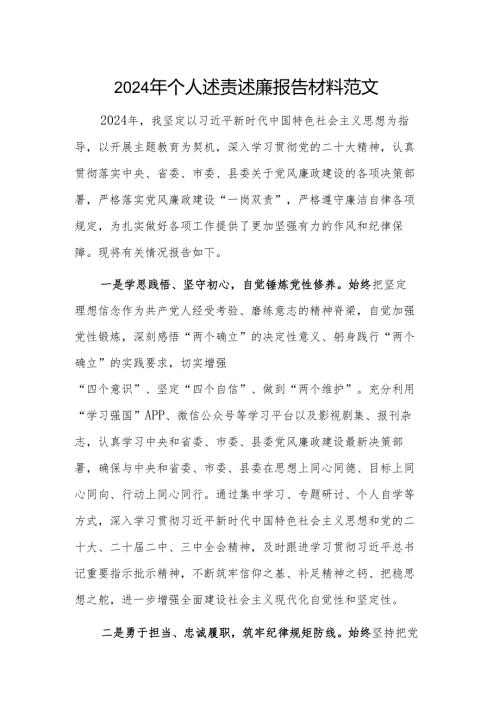 2024年个人述责述廉报告材料范文.docx