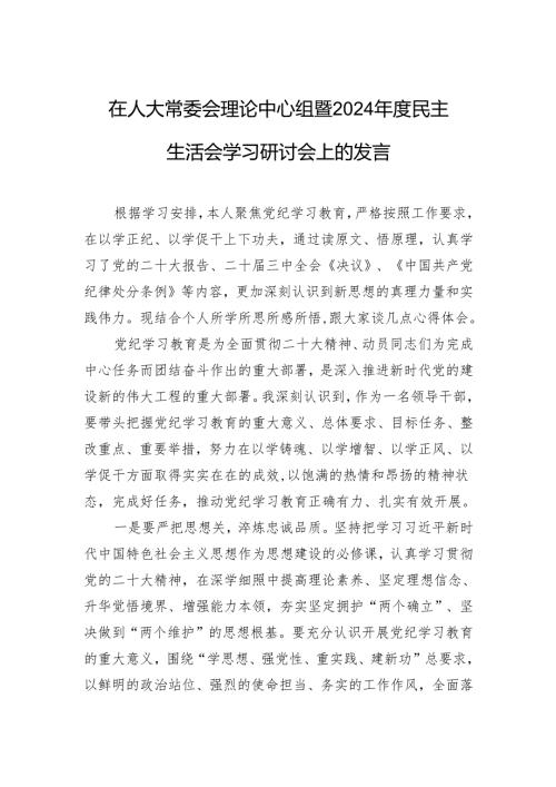 在人大常委会理论中心组暨2024年度民主生活会学习研讨会上的发言.docx