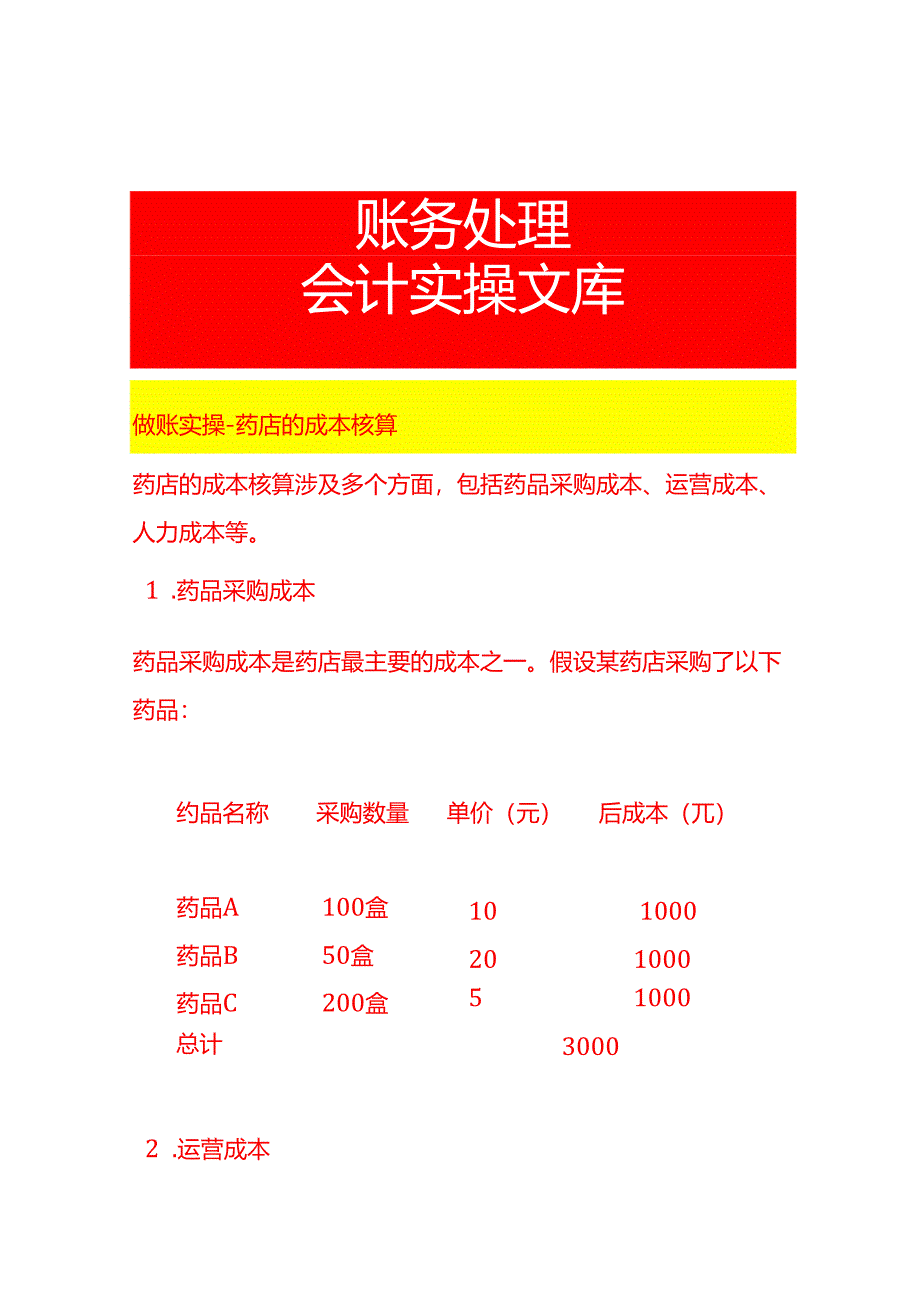 做账实操-药店的成本核算.docx_第1页