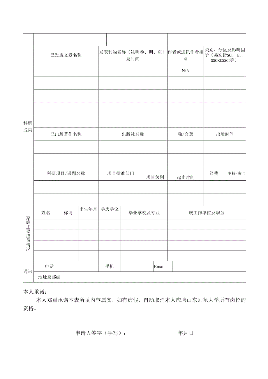 山东科技大学岗位应聘登记表.docx_第2页