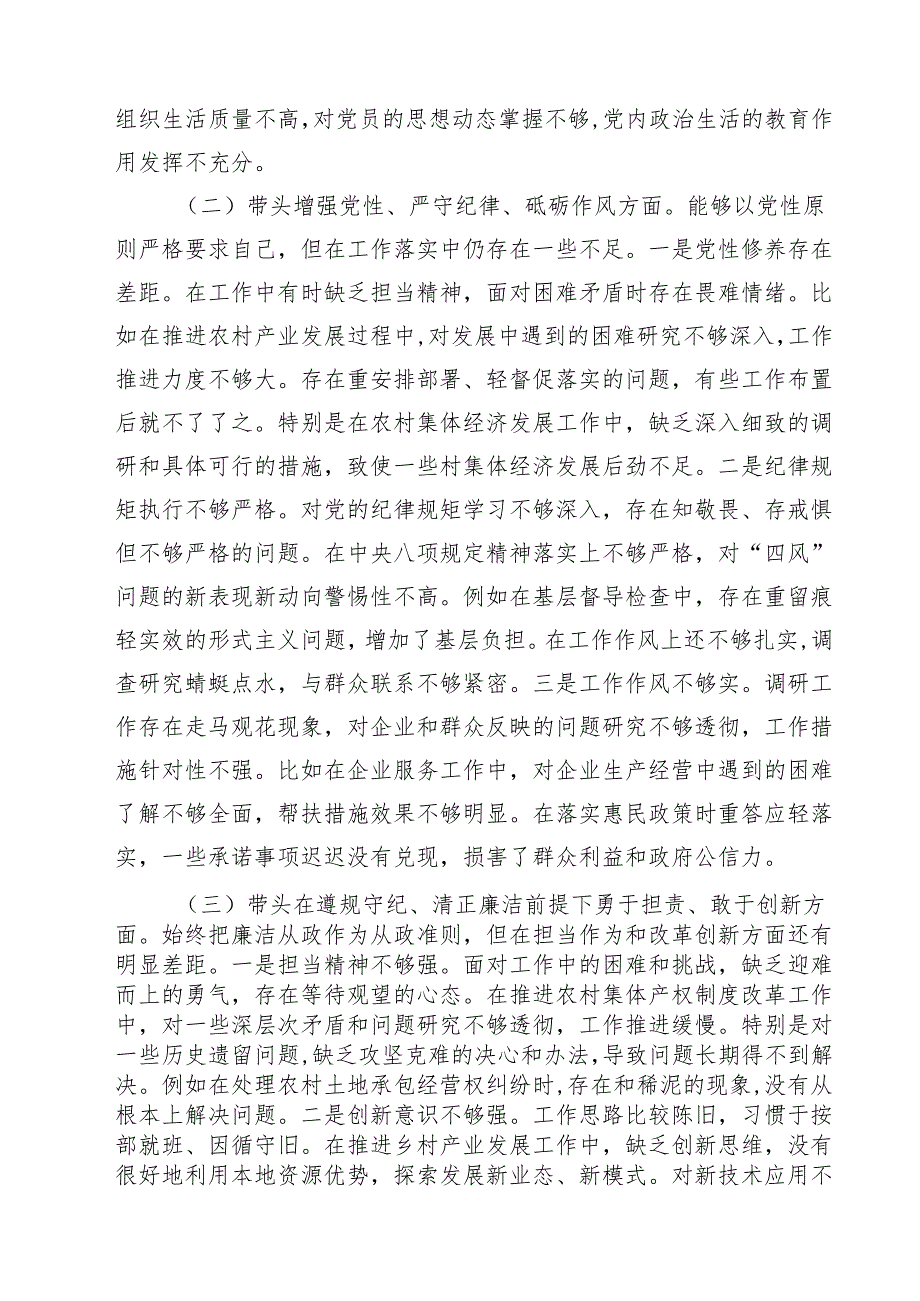 乡镇长副乡长2025年民主生活会个人对照发言材料（四个带头）精选四篇汇编.docx_第2页