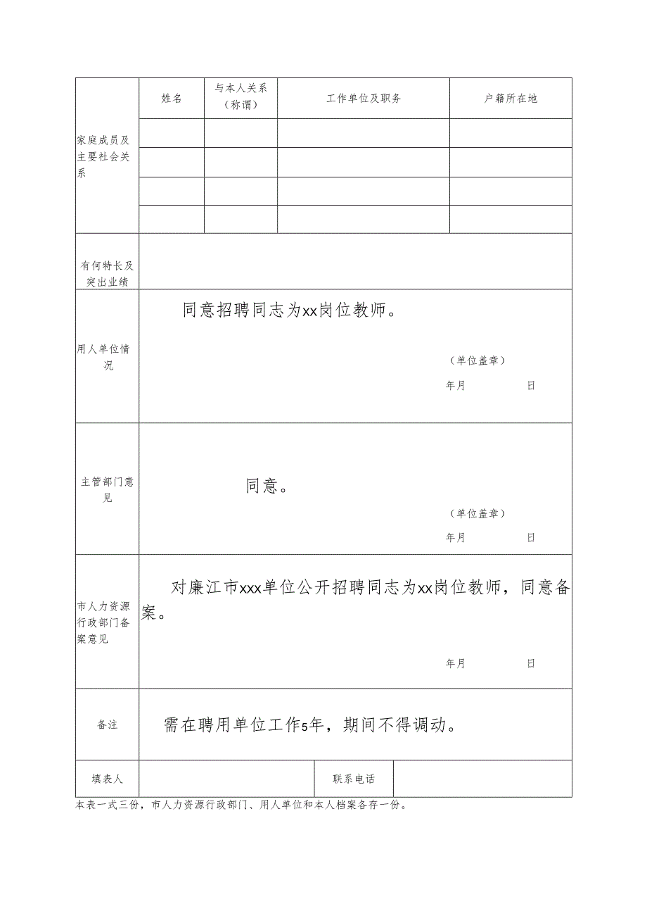 廉江市事业单位公开招聘聘用人员备案表.docx_第2页