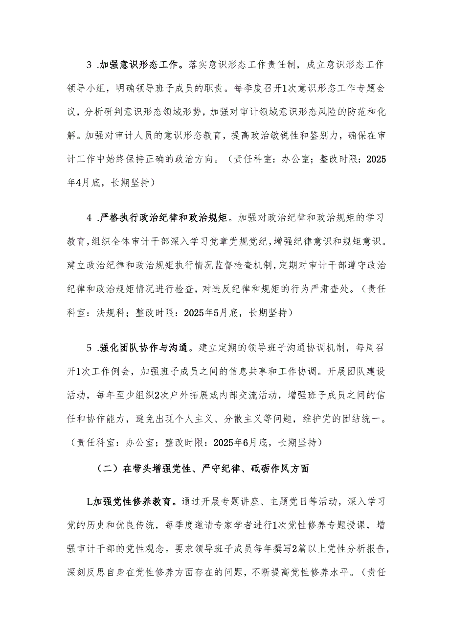 市审计局领导班子关于2024年度民主生活会查摆问题整改方1.docx_第3页