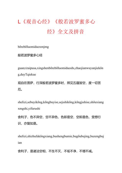 1.《观音心经》《般若波罗蜜多心经》全文及拼音.docx