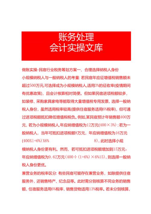 做账实操-民宿行业税务筹划方案.docx