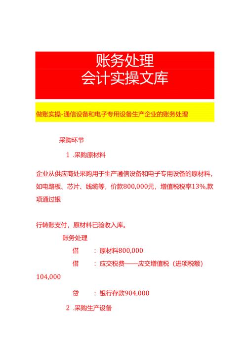 做账实操-通信设备和电子专用设备生产企业的账务处理.docx
