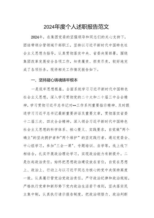 2024年度个人述职报告范文.docx