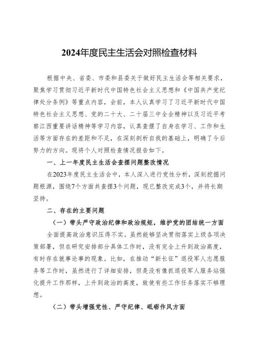 2024年度民主生活会对照检查材料 (13).docx