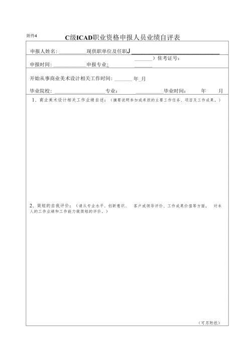 C级ICAD职业资格申报人员业绩自评表.docx