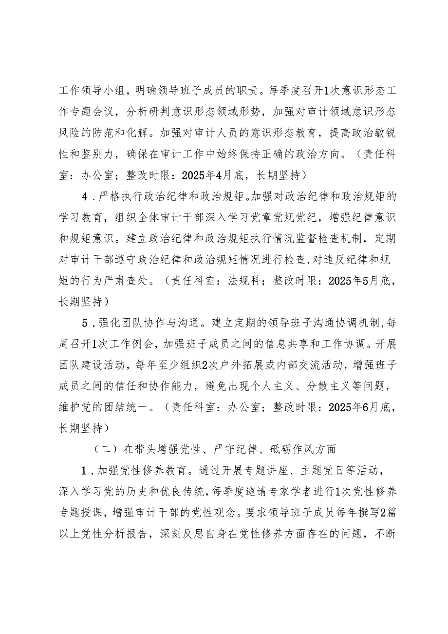 市审计局领导班子关于2024年度民主生活会查摆问题整改方案.docx_第3页