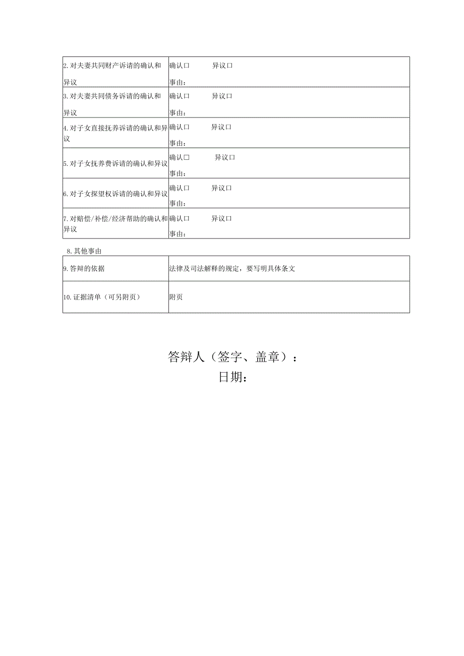 离婚纠纷答辩状模板.docx_第2页