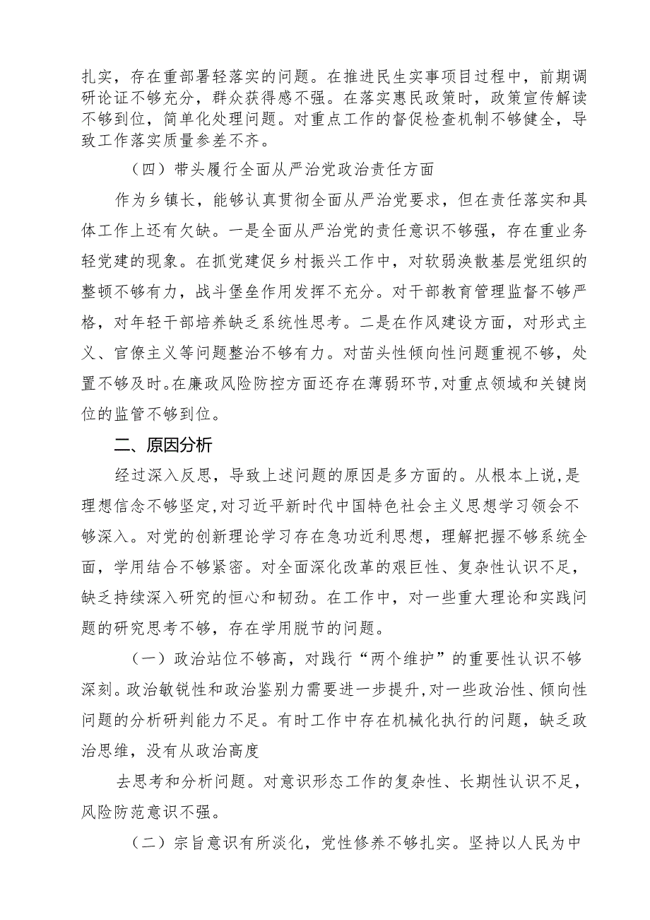 乡镇长副乡长2025年民主生活会个人对照发言材料（四个带头）【四篇精选】供参考.docx_第3页