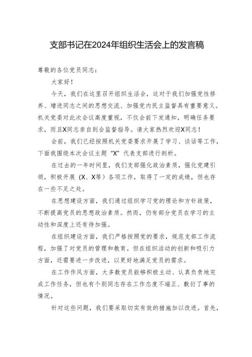 支部书记在2024年组织生活会上的发言稿.docx