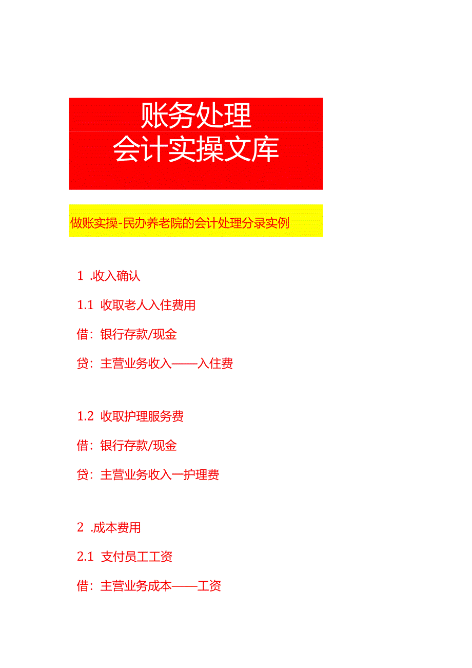 做账实操-民办养老院的会计处理分录实例.docx_第1页