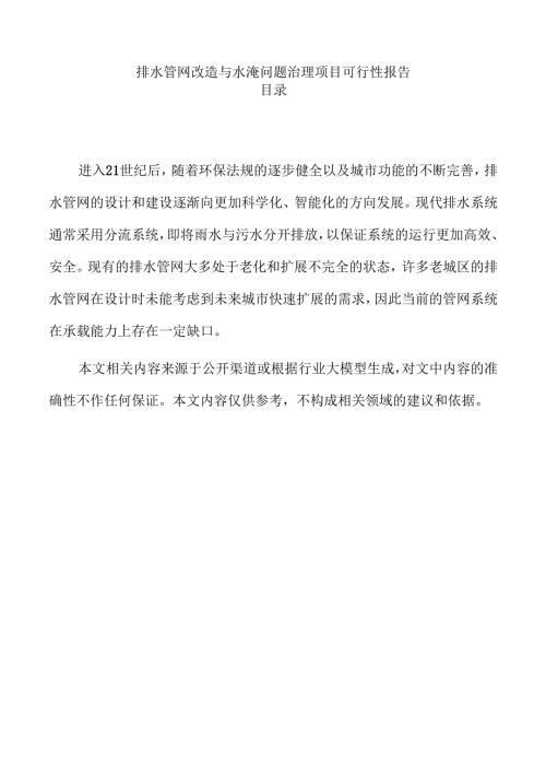 排水管网改造与水淹问题治理项目可行性报告.docx