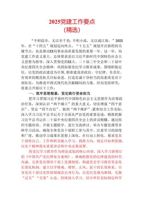 2025党建工作要点（精选）.docx