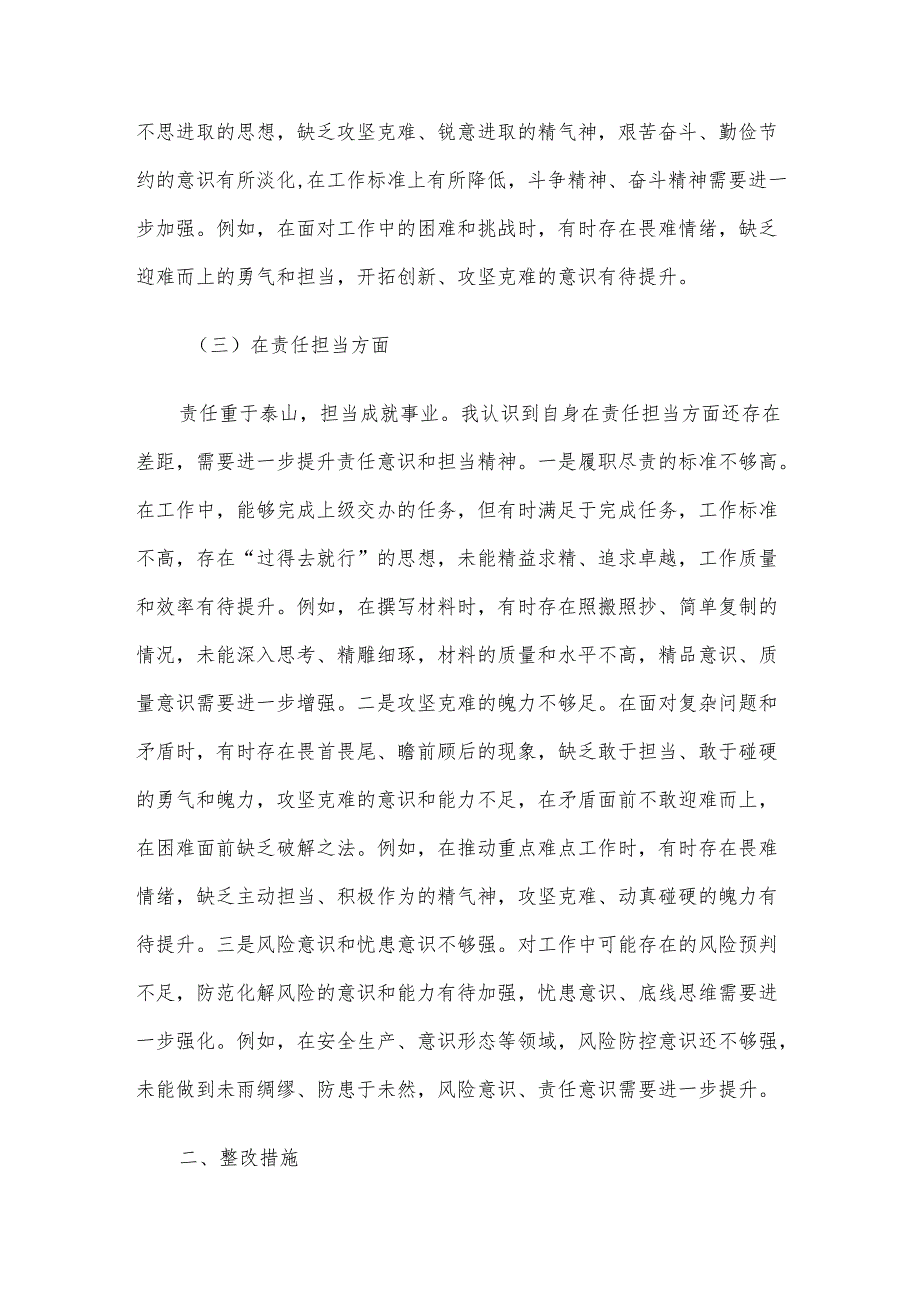 2024年度组织生活会个人检视问题清单及整改措施.docx_第3页