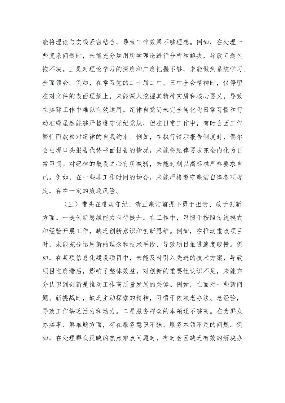 领导干部2024年民主生活会、组织生活会对照检查发言提纲（四个带头）.docx_第3页
