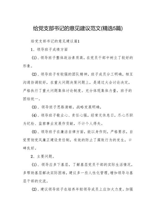 给党支部书记的意见建议范文(精选5篇).docx